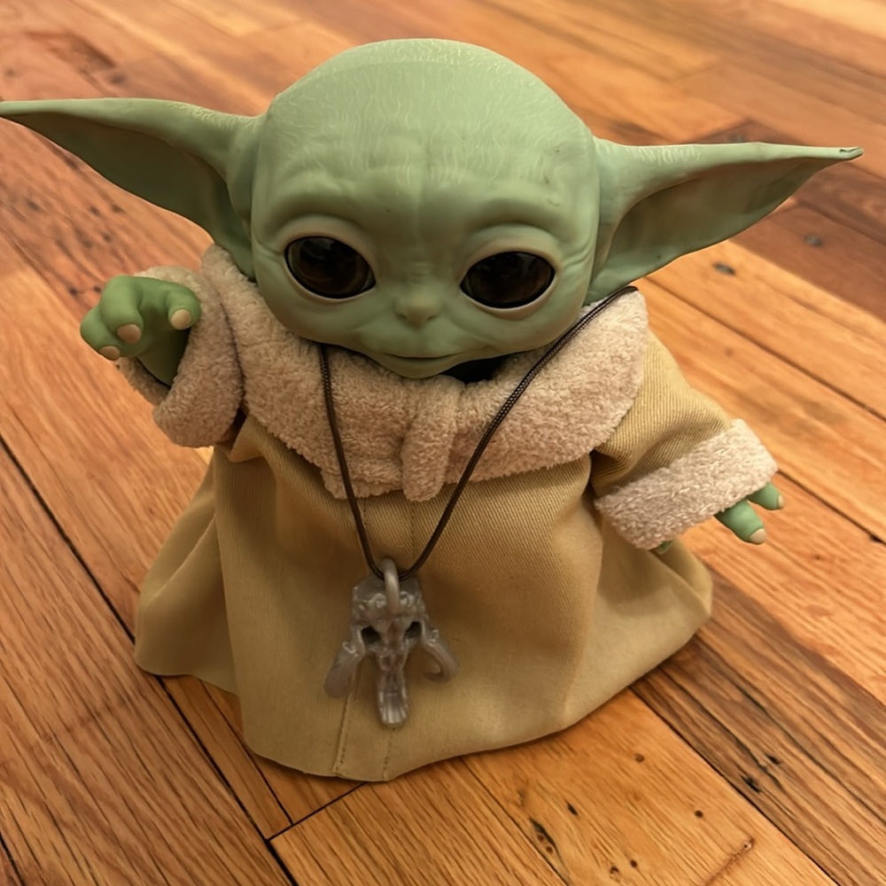 Used The Child, “Baby Yoda,” 7.2-inch-tall animatronic toy by Hasbro.